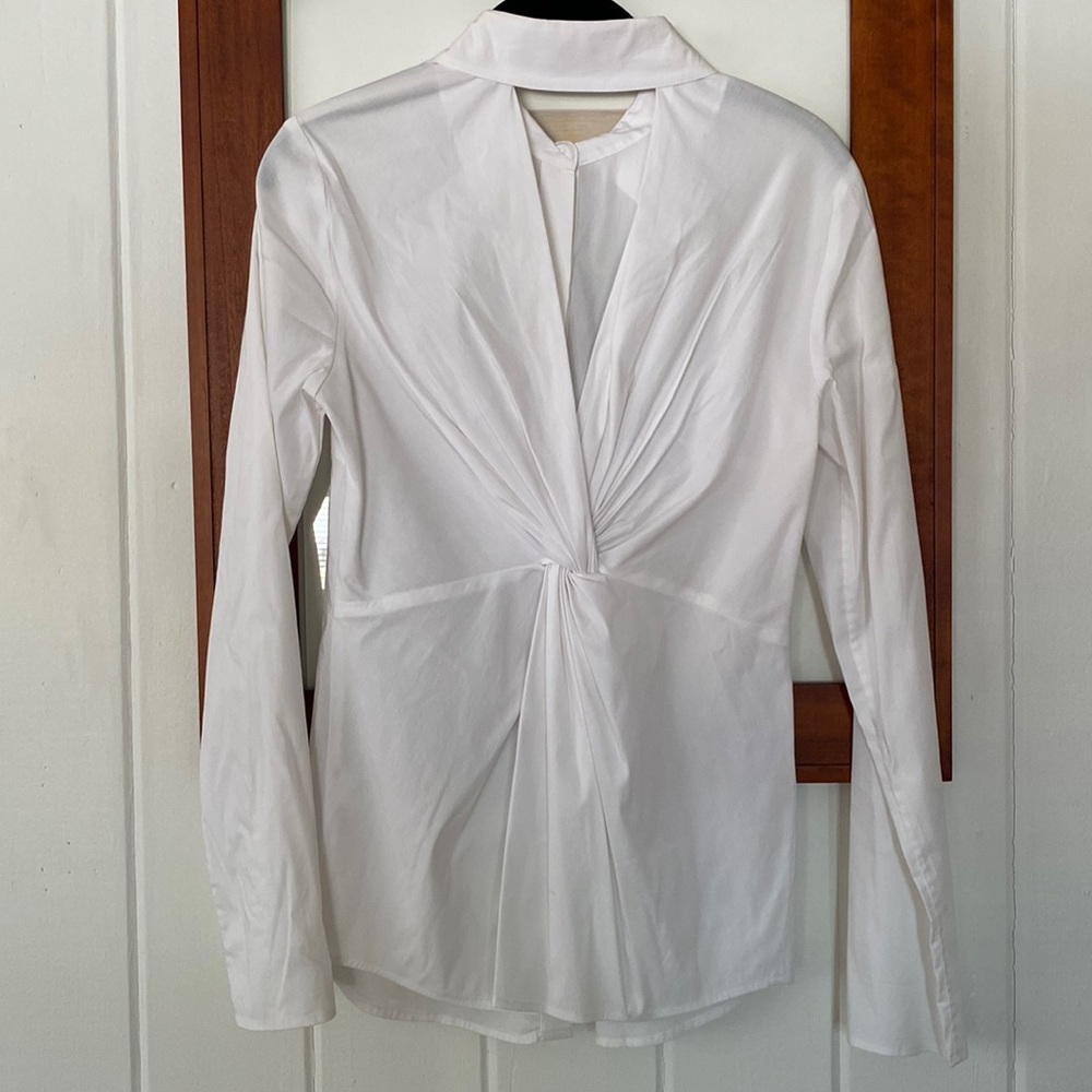 Bailey 44 White Twist Back Cut Out Blouse Stretch Cotton S
